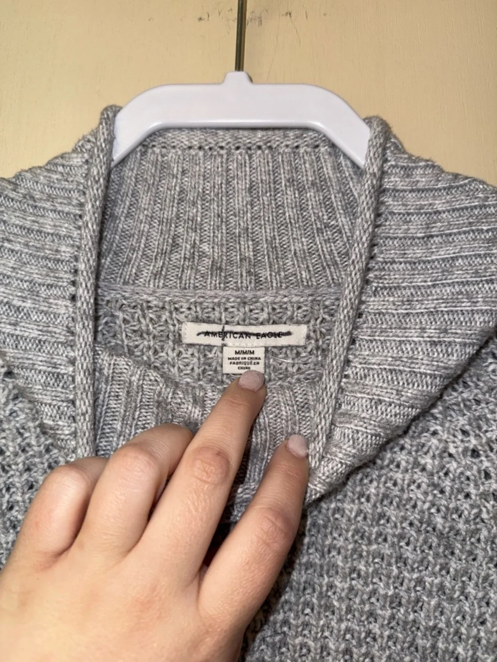 American Eagle Outfitters Gray Mock Neck Chunky Knit Sweater - Picture 3 of 5